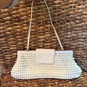 Santi White Beaded Bag Clutch